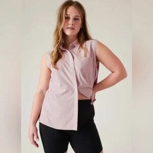Athleta Everlasting Tank Size 2X Sleeveless Button Down Pink Breathable Comfort